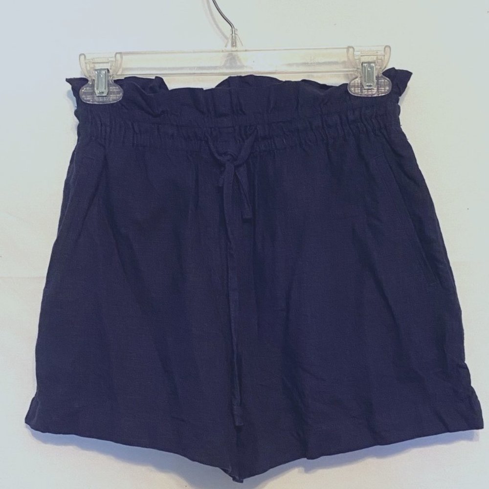 Very cute! H&M ~Women Blue ~2 Pockets ~Adj.Waist ~Viscose/Linen Blend Shorts ~XS